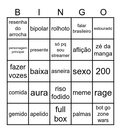 Botgozices Bingo Card