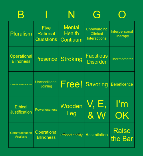 Illness Affirming States BINGO Card