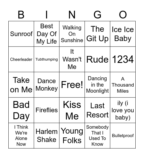 one hit wonders Bingo Card