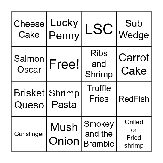 Saltgrass Bingo Card