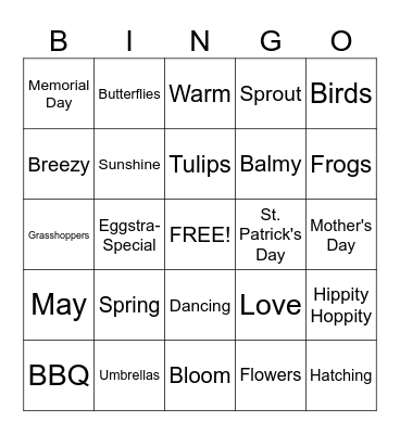 Spring Bingo Card