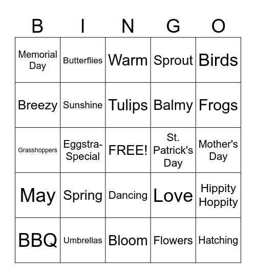Spring Bingo Card