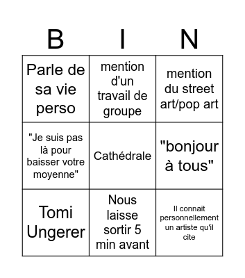 Bingo Fleurov Bingo Card