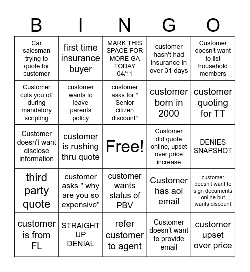 Wildin Friday Bingo Card