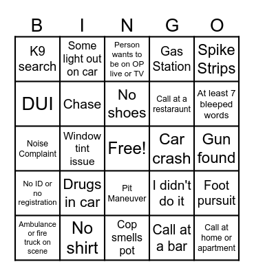 On Patrol Live 2025 Bingo Card