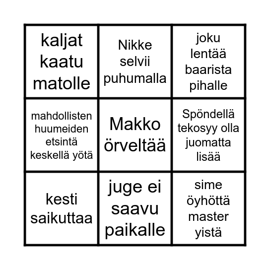 Paunosen tuparit Bingo Card