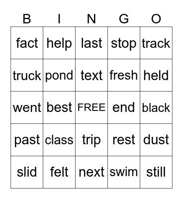 2.2  Two Letter Blends (boards the same Bingo Card