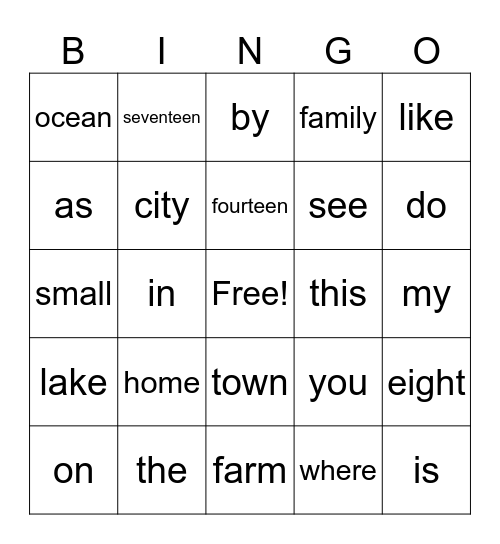 PCI 1-5 1st grade Bingo Card
