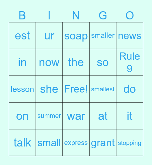 List 55 and 56 Bingo Card