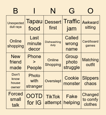 Raya Core Bingo Card