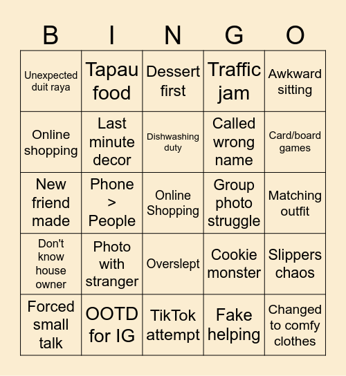Raya Core Bingo Card