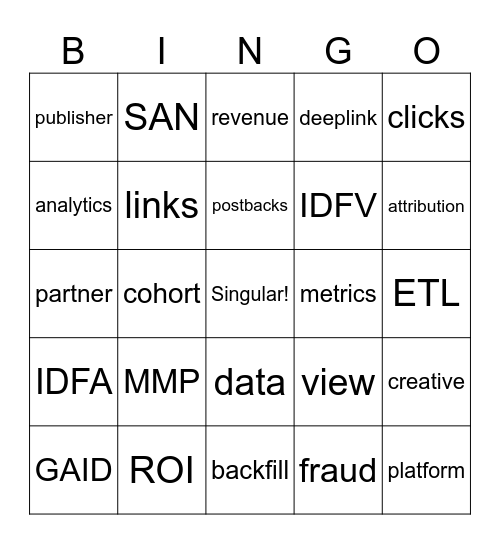 Singular Bingo Card