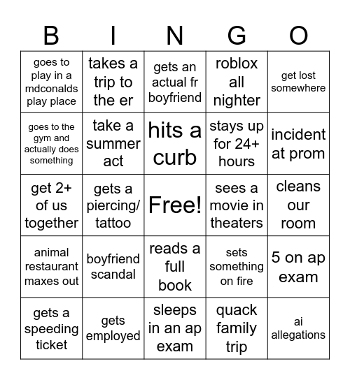 quack bingo Card