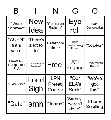 A.C.E.N. Bingo Card