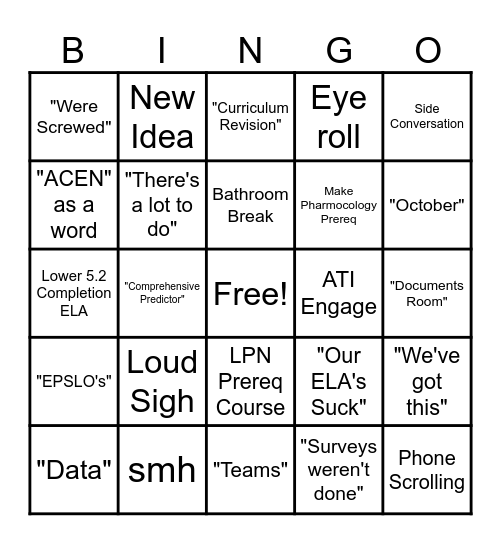 A.C.E.N. Bingo Card