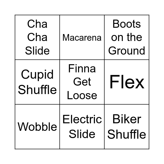 Dance Punch Card Bingo Card