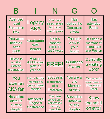 ALPHA KAPPA ALPHA SORORITY 3 Bingo Card