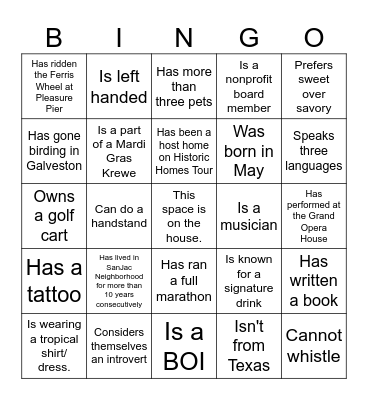 San Jacinto Neighborhood Potluck Bingo Card