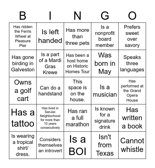 San Jacinto Neighborhood Potluck Bingo Card