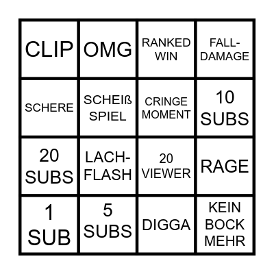 STREAM BINGO Card