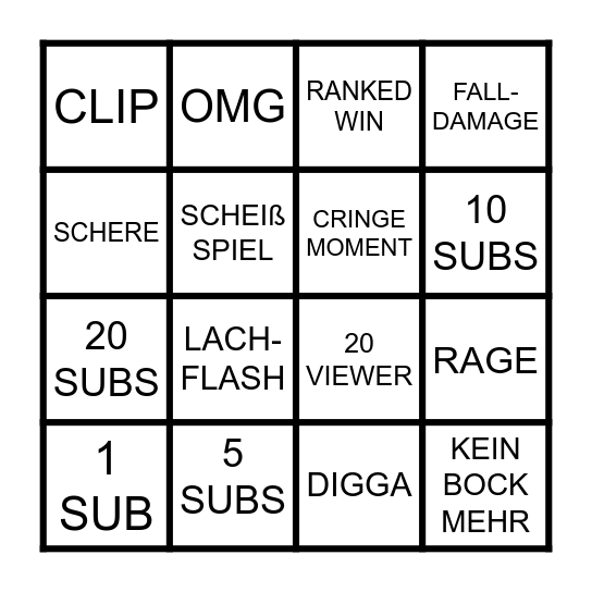 STREAM BINGO Card