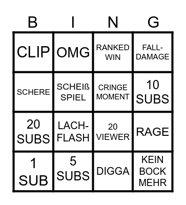 STREAM BINGO Card