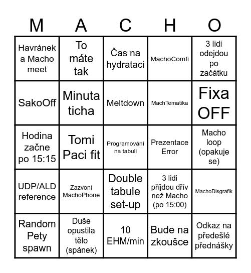Machus Bingus!! Bingo Card