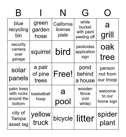 The World's a Board Troop 2821 Bingo Card