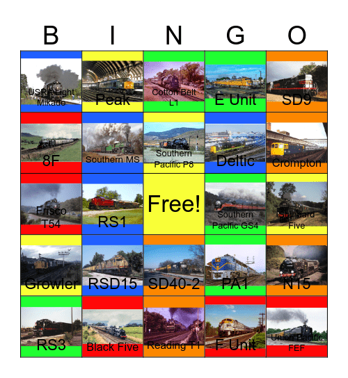 Railroad Museums that the Children and I would like to see the engines one day Bingo Card