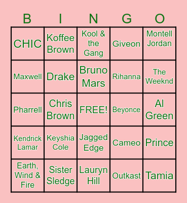 Music 2 Bingo Card
