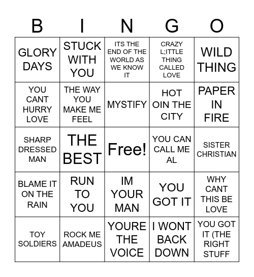 THE 80'S Bingo Card