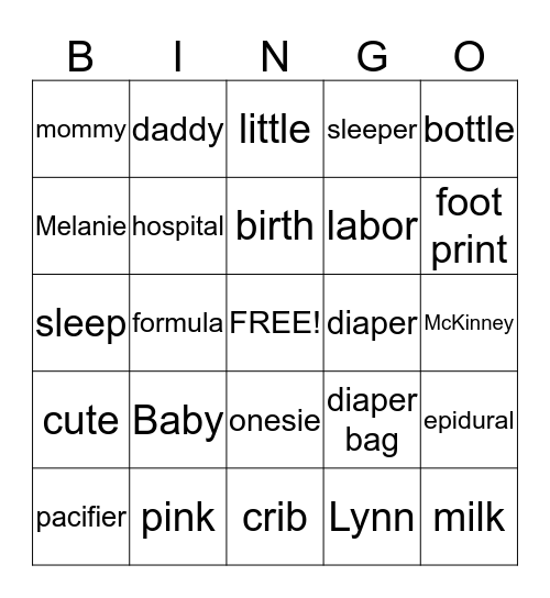 Melanie! Bingo Card