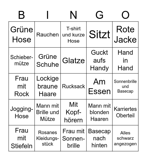 Leute gucken Bingo Card