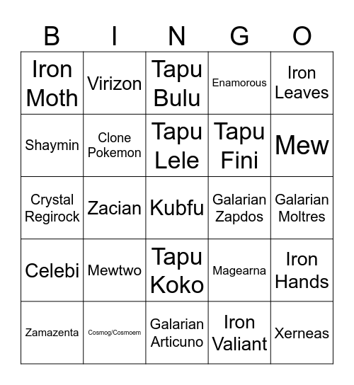 Cherry Grove Cobblemon Explorers Bingo Card