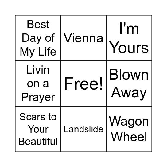 Music BINGO Card