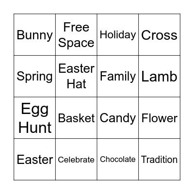 Easter Bingo Card