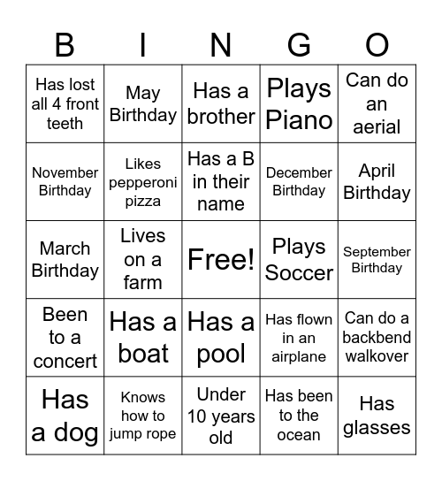 Tumbler Bingo Card