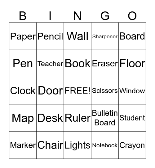 Classroom Bingo Card