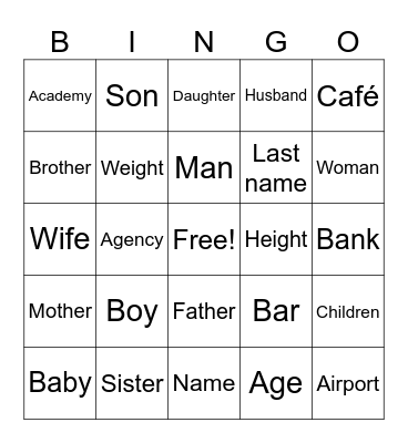 Introducing myself Bingo Card