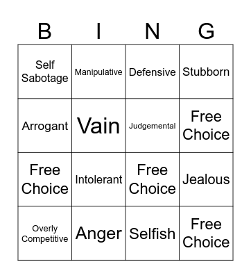 Shadow Work Bingo Card