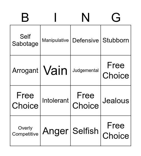 Shadow Work Bingo Card