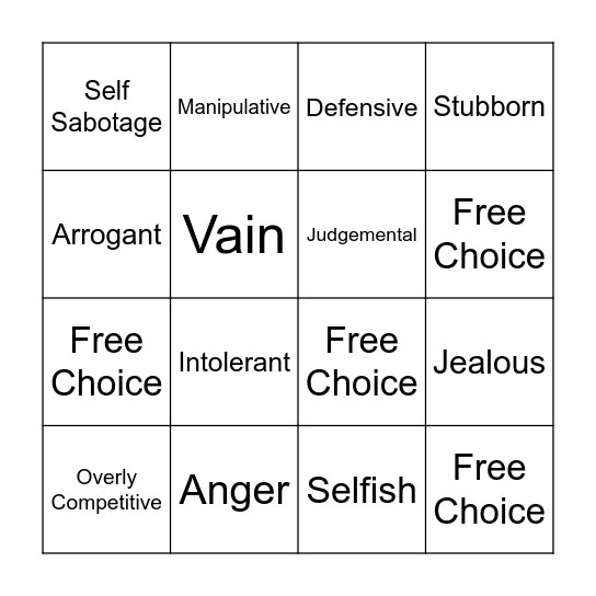 Shadow Work Bingo Card