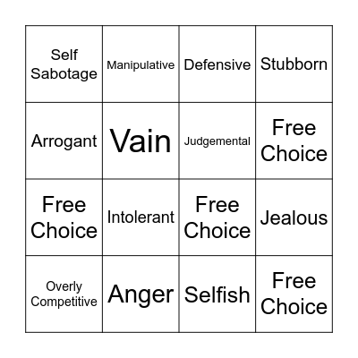 Shadow Work Bingo Card