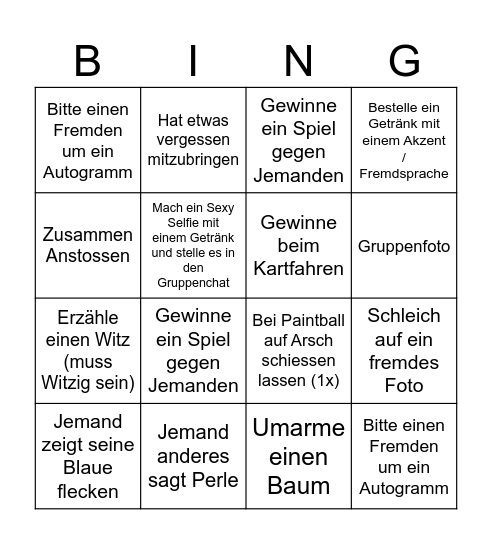 Danis Junggesellen-Bingo Card