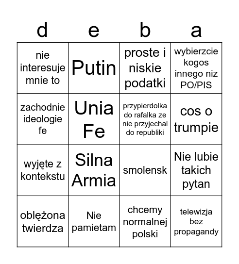 debacisko Bingo Card