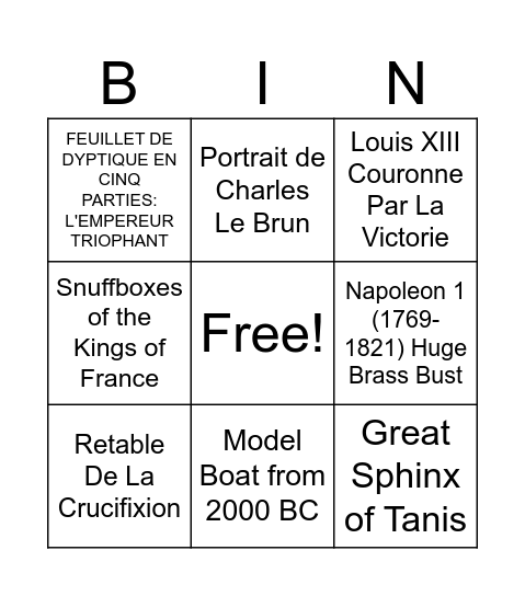 Louvre Virtual Tour Bingo! Bingo Card