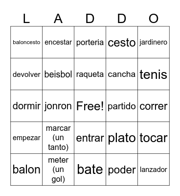 Chapter 5 Bingo Card