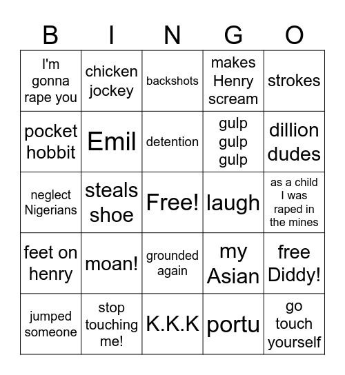 K.K.Kaden Bingo Card