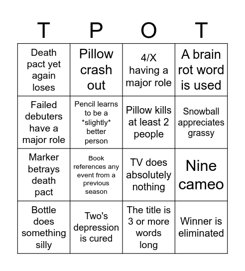 Tpot 17 bingo!! Bingo Card