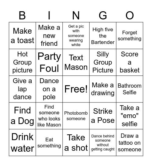 BACHELORETTE BINGO Card